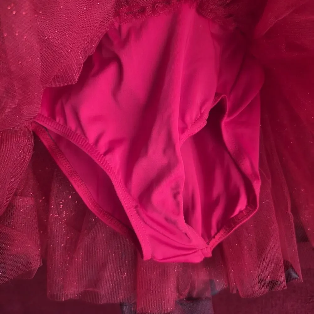 Weissman Girls SC Red Black Sequin Tutu Dance Costume Small Child 4/5